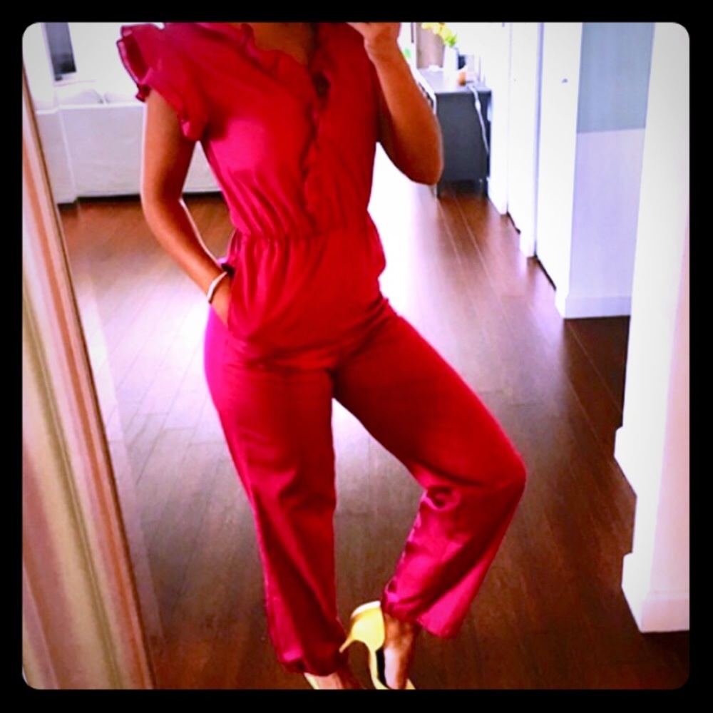 VINTAGE pink ruffle-sleeve jumper